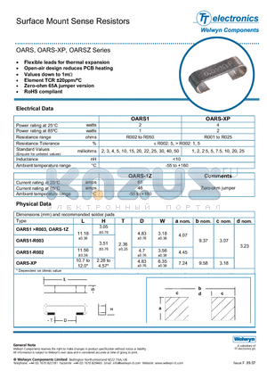 OARS datasheet - Surface Mount Sense Resistors