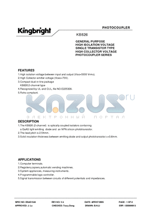 KB826A datasheet - PHOTOCOUPLER