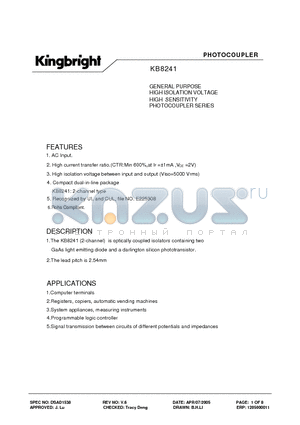 KB8241 datasheet - PHOTOCOUPLER