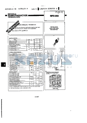 MPS-U60 datasheet - PNP SILICON HIGH VOTAGE TRANSISTOR