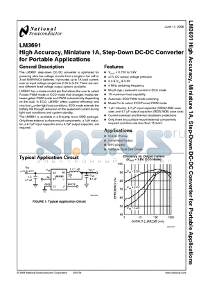 LM3691 datasheet - High Accuracy, Miniature 1A, Step-Down DC-DC Converter for Portable Applications