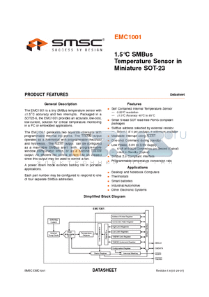 EMC1001-AFZQ-TR datasheet - 1.5`C SMBus Temperature Sensor in Miniature SOT-23