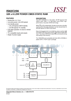 IS62C256-70TI datasheet - 32K x 8 LOW POWER CMOS STATIC RAM