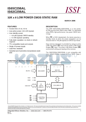 IS62C256AL datasheet - 32K x 8 LOW POWER CMOS STATIC RAM