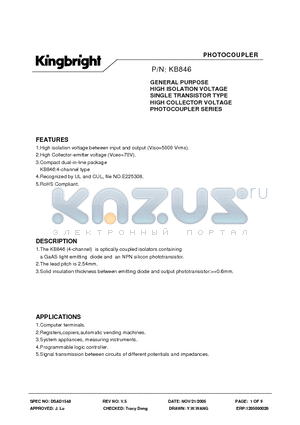 KB846AC datasheet - PHOTOCOUPLER