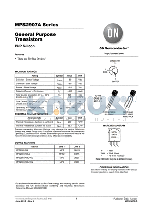 MPS2907A datasheet - General Purpose Transistors