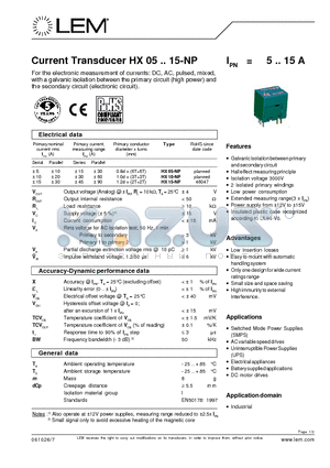 HX05-NP_06 datasheet - Current Transducer
