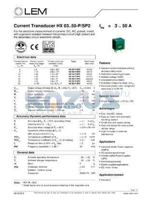 HX05-P datasheet - Current Transducer