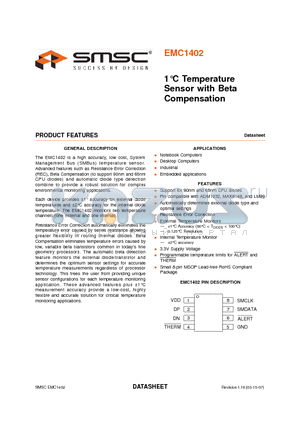 EMC1402-2-ACZL-TR datasheet - 1`C Temperature Sensor with Beta Compensation