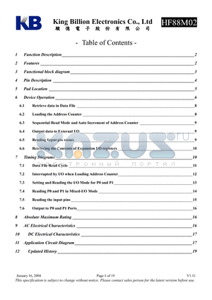 HF88M02 datasheet - 256K x 8 bit Mask ROM