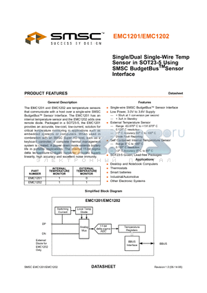 EMC1202 datasheet - Single/Dual Single-Wire Temp Sensor in SOT23-5 Using SMSC BudgetBus Sensor Interface