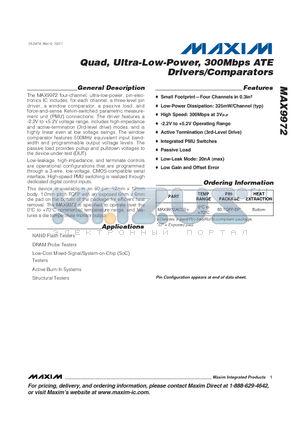MAX9972_1110 datasheet - Quad, Ultra-Low-Power, 300Mbps ATE Drivers/Comparators