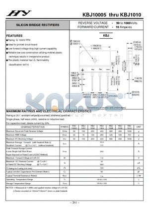 KBJ1001 datasheet - SILICON BRIDGE RECTIFIERS