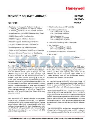 HX2000 datasheet - RICMOS SOI GATE ARRAYS