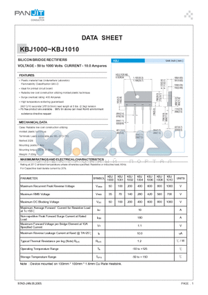 KBJ1004 datasheet - SILICON BRIDGE RECTIFIERS