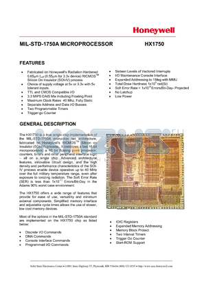 HX1750 datasheet - MIL-STD-1750A MICROPROCESSOR
