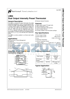 M08A datasheet - Dual Output Internally Preset Thermostat