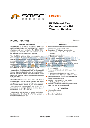 EMC2102-DZK datasheet - RPM-Based Fan Controller with HW Thermal Shutdown