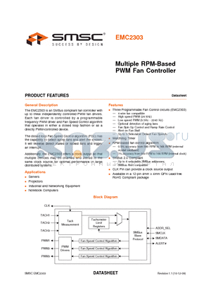 EMC2303-1-KP-TR datasheet - Multiple RPM-Based PWM Fan Controller