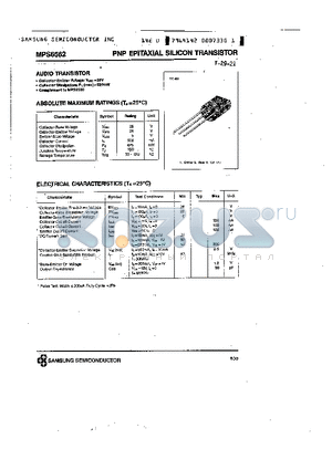 MPS6562 datasheet - PNP (AUDIO TRANSISTOR)