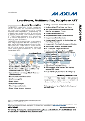 MAXQ3180_09 datasheet - Low-Power, Multifunction, Polyphase AFE