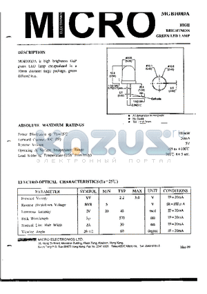 MGB100DA datasheet - HIGH BRIGHTNESS GREEN LED LAMP