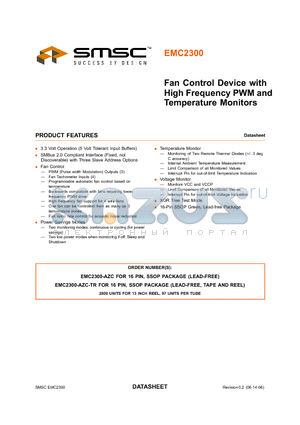 EMC2300-AZC datasheet - Fan Control Device with High Frequency PWM and Temperature Monitors