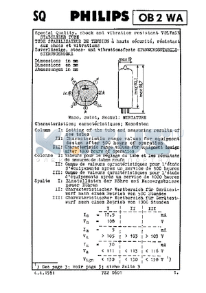 OB2WA datasheet - SPECIAL QUALITY, SHOCK AND VIBRATION RESISTANT VALTAGE STABILIZER TUBE