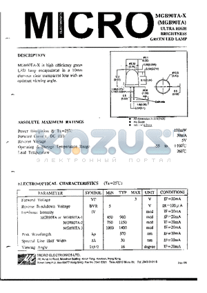 MGB90TA datasheet - ULTRA HIGH BRIGHTNESS GREEN LED LAMP