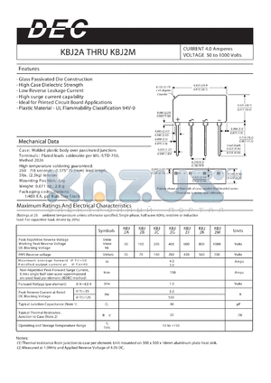 KBJ2A datasheet - CURRENT 4.0 Amperes VOLTAGE 50 to 1000 Volts