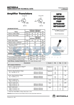 MPS8099 datasheet - Amplifier Transistors