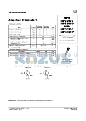 MPS8099 datasheet - Amplifier Transistors