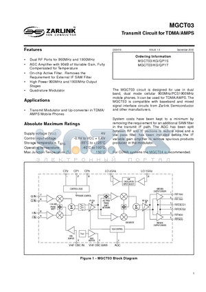 MGCT03QP1T datasheet - Transmit Circuit for TDMA/AMPS