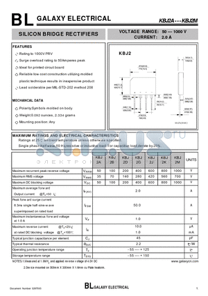 KBJ2M datasheet - SILICON BRIDGE RECTIFIERS