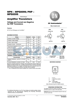 MPS8599RLRAG datasheet - Amplifier Transistors