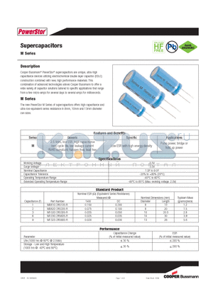 M1020-2R5305-R datasheet - Supercapacitors