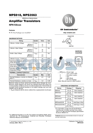 MPS918_06 datasheet - Amplifier Transistors NPN Silicon