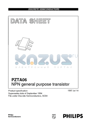 PZTA06 datasheet - NPN general purpose transistor