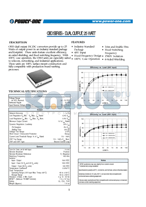 OBD025ZHH datasheet - DUAL OUTPUT, 25 WATT