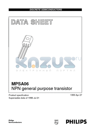 MPSA06 datasheet - NPN general purpose transistor