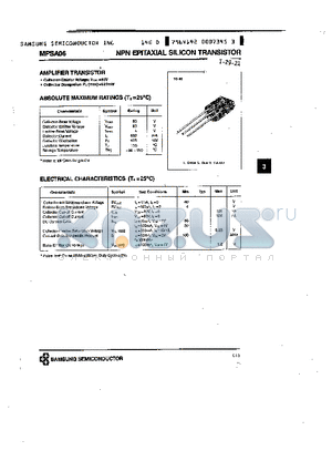 MPSA06 datasheet - NPN (AMPLIFIER TRANSISTOR)