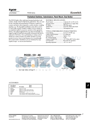 PICOD datasheet - Pushwheel Switches, Subminiature, Panel Mount, Dual Button