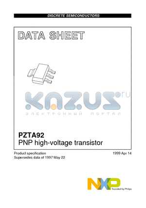 PZTA92 datasheet - PNP high-voltage transistor