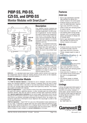 PID-SS datasheet - Monitor Modules with SmartScan