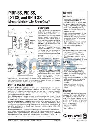 PIDP-SS datasheet - Monitor Modules with SmartScan