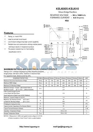 KBJ6005 datasheet - Silicon Bridge Rectifiers