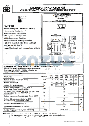 KBJ606G datasheet - CLASS PASSIVATED SINGLE-PHASE BRIDGE RECTIFIERS