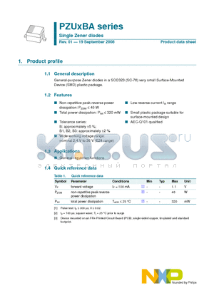 PZU2.4BA datasheet - Single Zener diodes