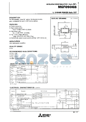 MGF0906 datasheet - L,S BAND POWER GaAs FET