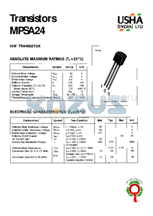 MPSA24 datasheet - VHF Transistors